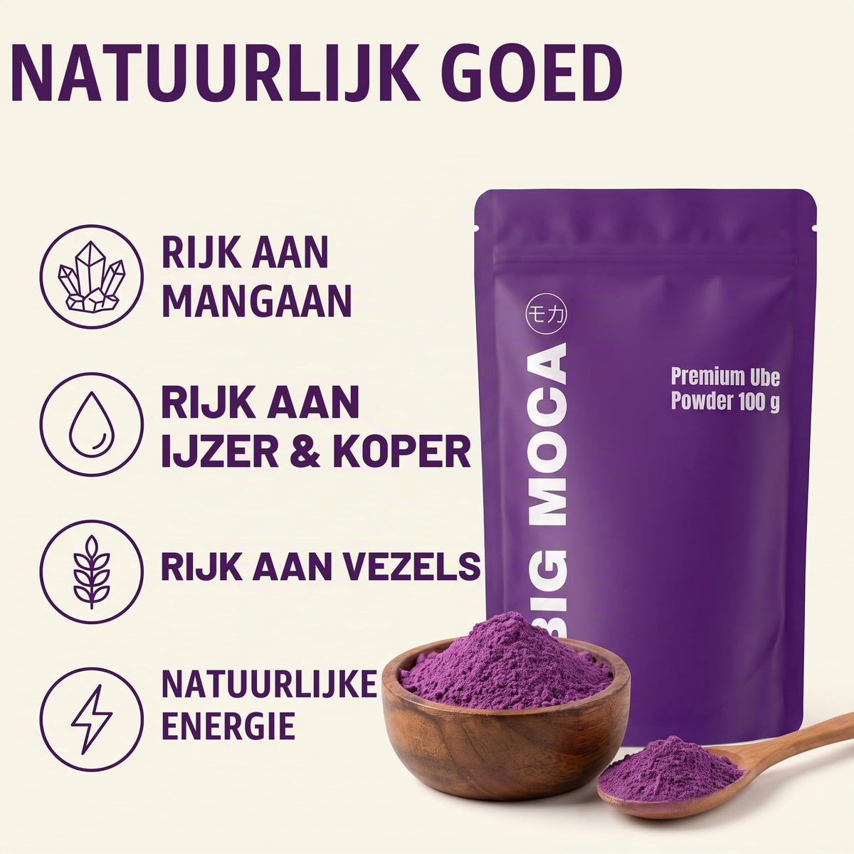 Natuurlijk goed - rijk aan mangaan, ijzer en koper, vezels en natuurlijke energie