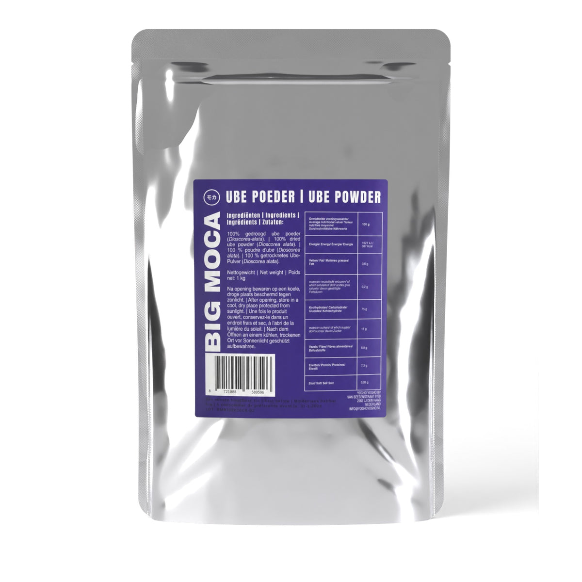 Big Moca Ube poeder 100% 1 kg zilveren zak